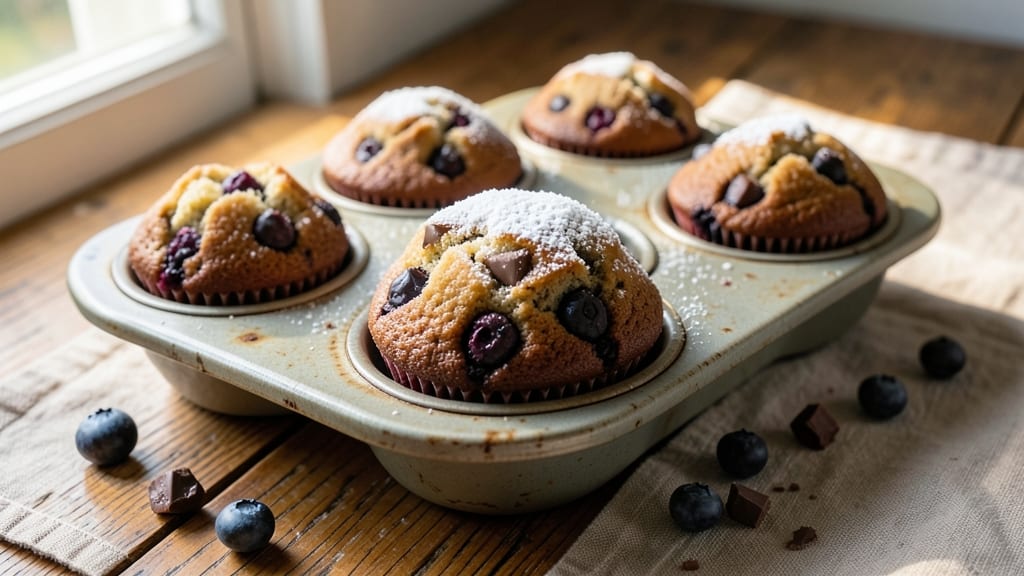 Blueberry Chocolate Muffins Recipe: Bursting With Juicy Berries and Fudgy Cocoa Crumbles