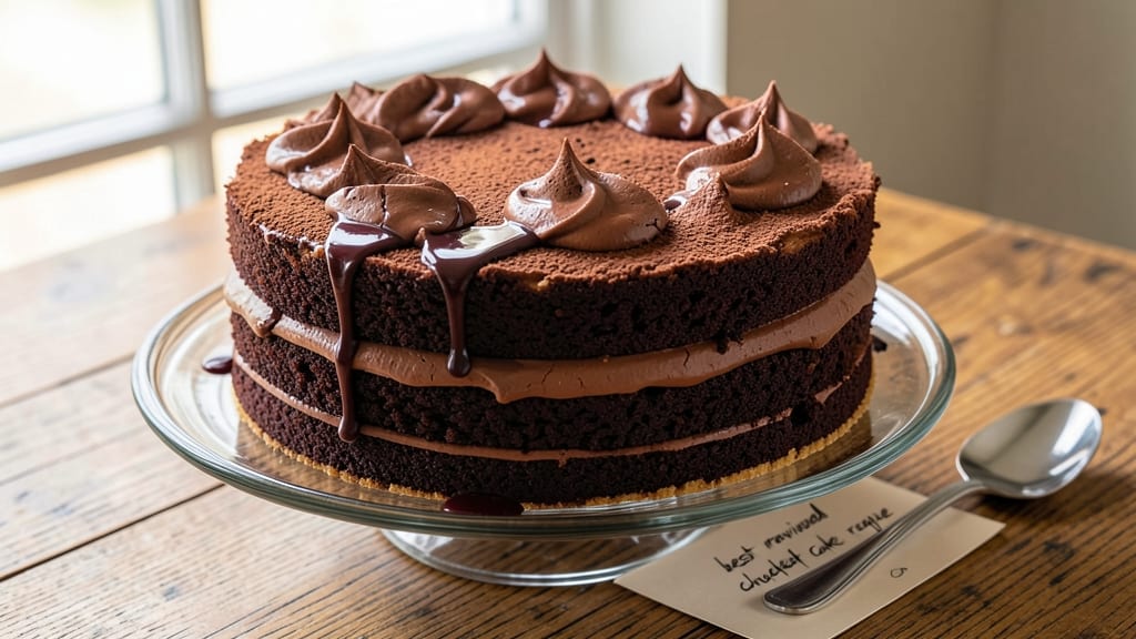 Best Reviewed Chocolate Cake Recipe: Velvety Fudge Layers with Crispy Top Contrast
