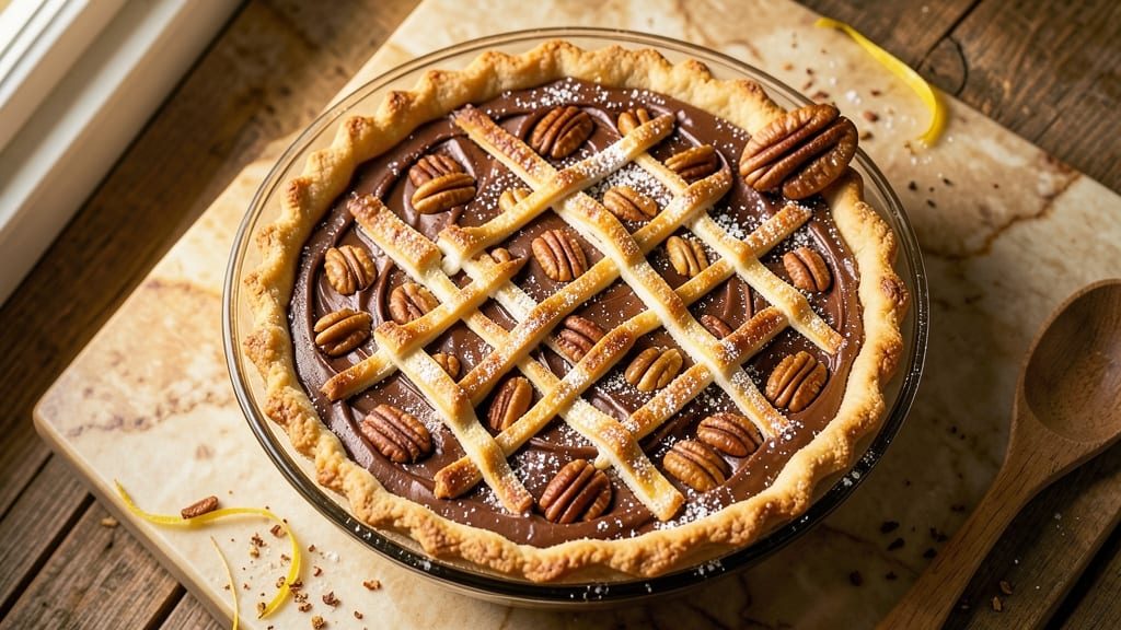 Baker's German Chocolate Pecan Pie Recipe: Coffee-Infused Fudge Swirls and Nutty Crunch