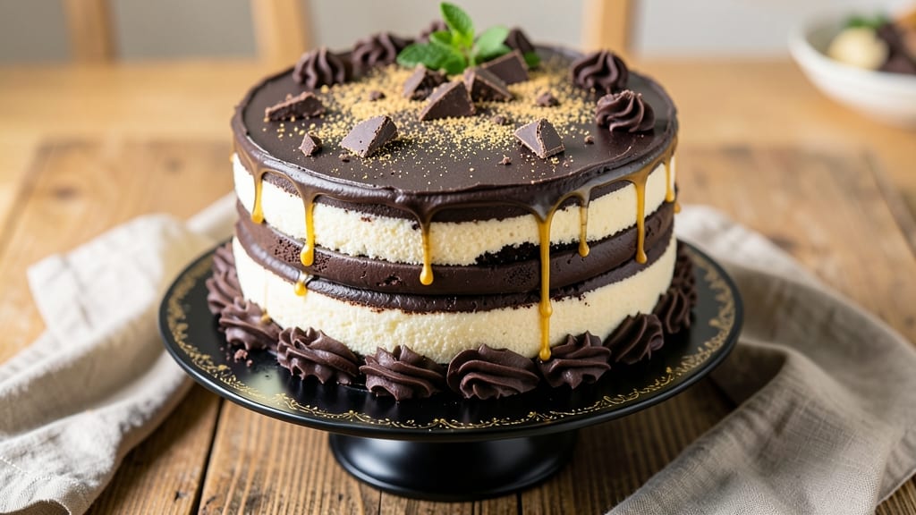 Black and White Chocolate Cake Recipe: Contrast of Silky Ganache and Crunchy Top